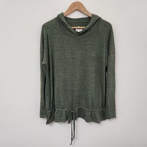 CUPIO Women's Green Lightweight Hooded Sweatshirt Hoodie Size L